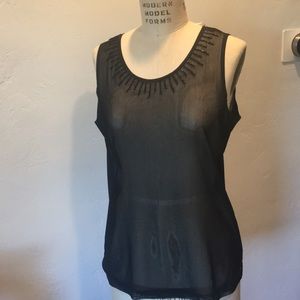 Sheer tank top with beads designs